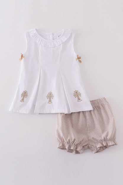 Premium cross embroidery bloomer set