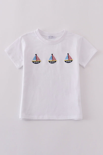 Premium Blue sailboat embroidery top