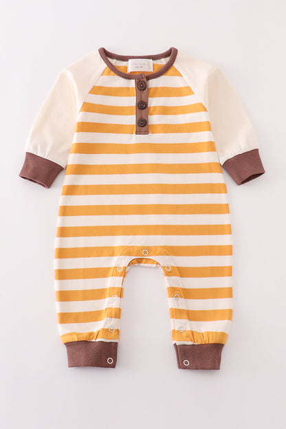 Platinum brown stripe boy romper