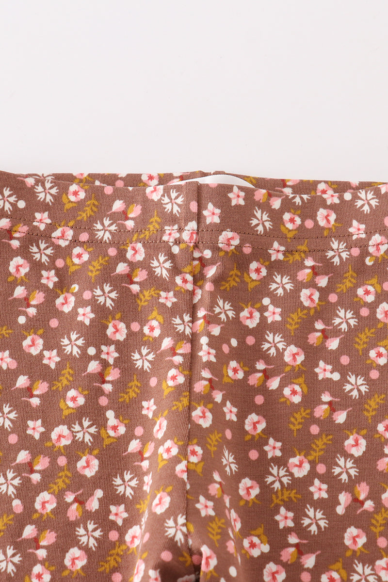 Platinum brown floral layered pants