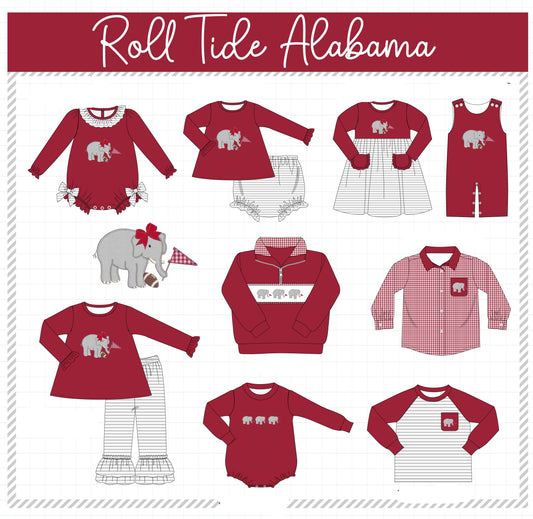 PO52 Alabama roll tide elephant applique stripe collection