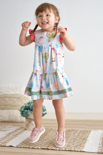 Platinum balloon print ruffle tiered dress