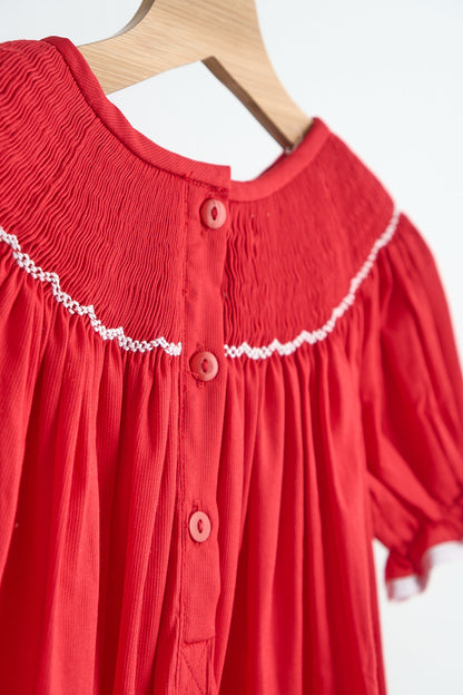 Red candy hand smocked dress