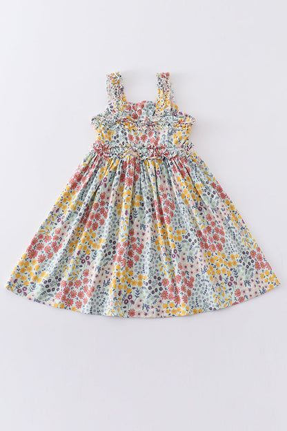 Platinum floral print strap girls dress