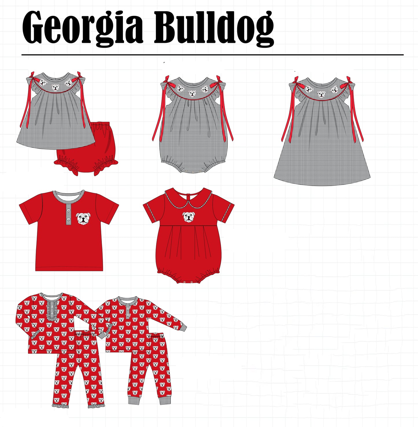 PO52 Georgia bulldog embroidery gingham collection