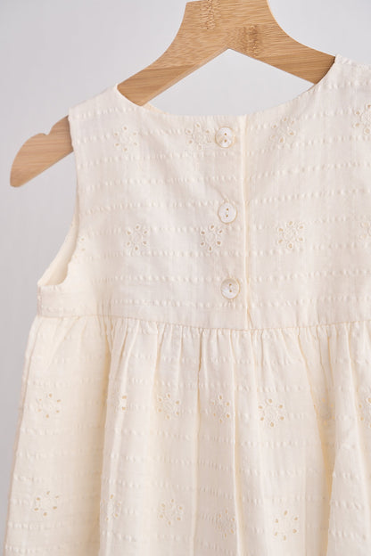 White hand embroidery lace dress