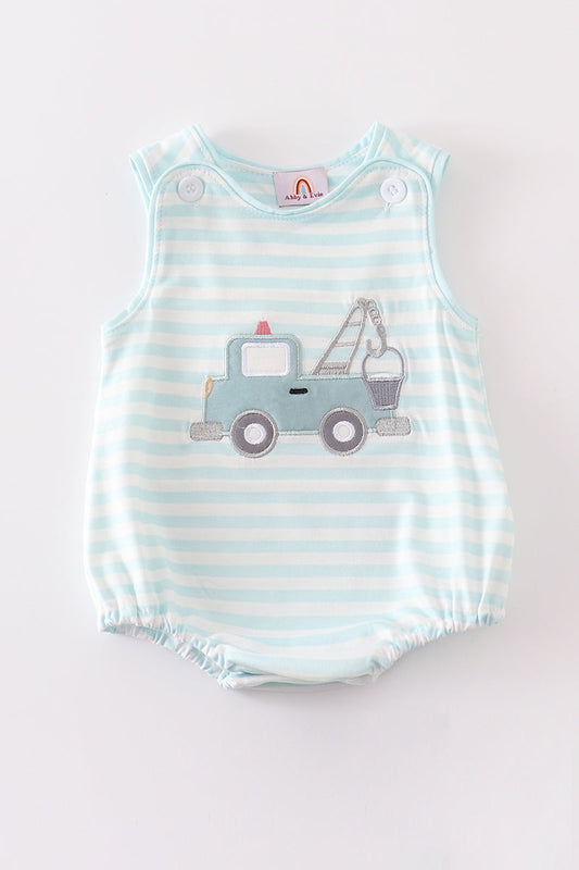 Blue stripe crane truck applique bubble