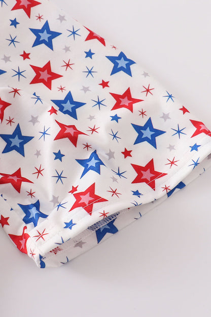 Red patriotic star print men shirt