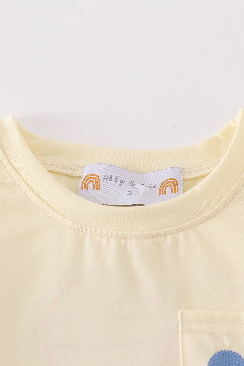 Stripe character embroidery boy set