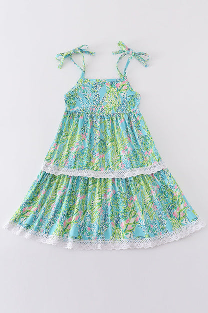 Green island garden bliss mom&me tiered dress