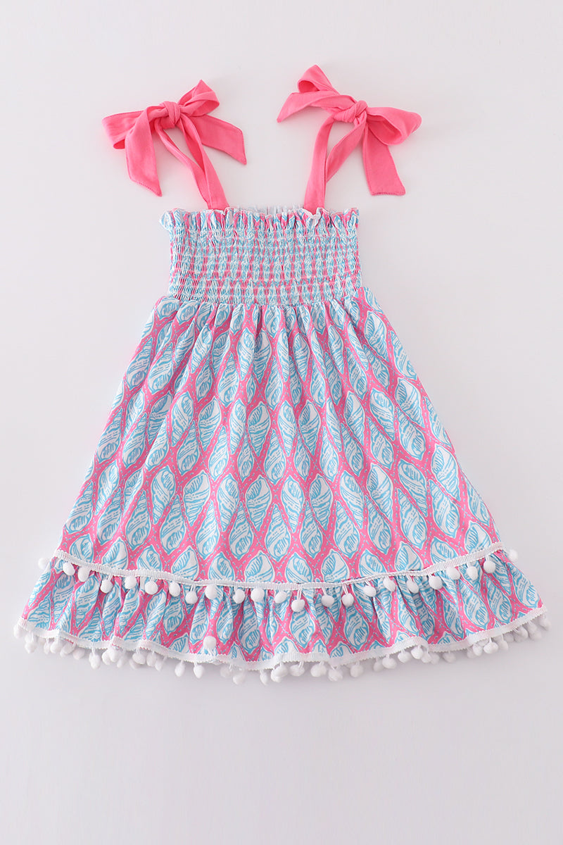 Blue ribbon lace charm smocked mom&me dress