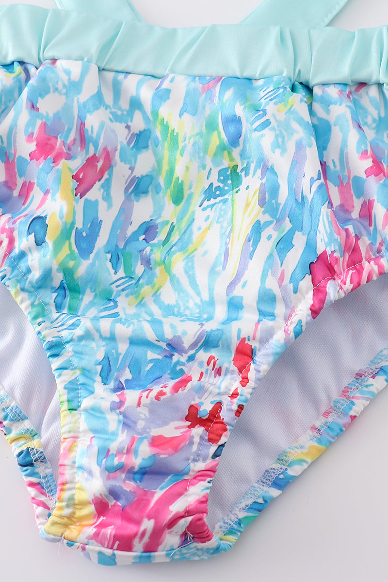 Mint rainbow splash mom bikini