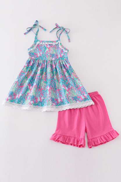 Green jungle bloom tiered girl set