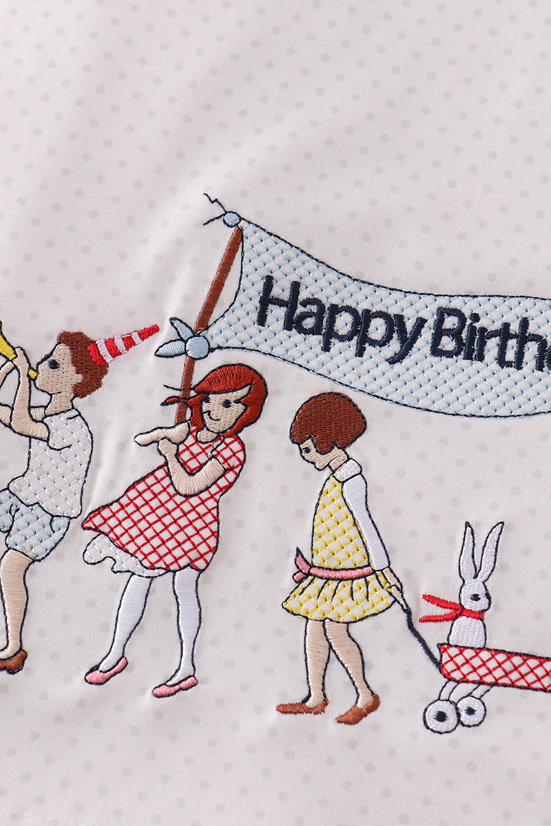 Happy birthday embroidery girl set