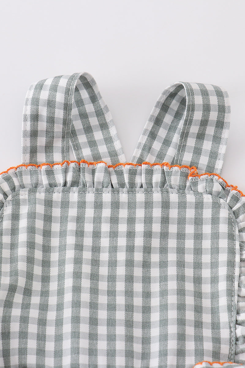 Green woven girl gingham set