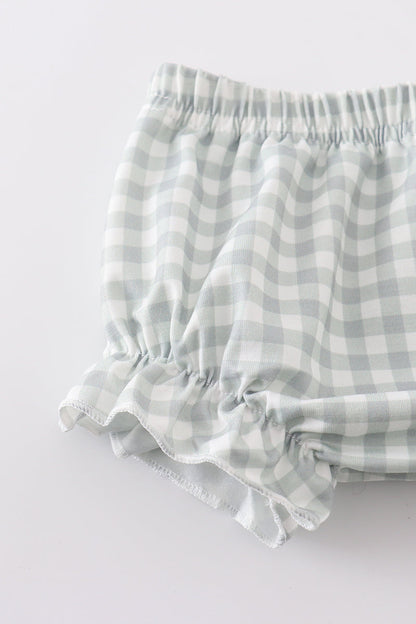 Sage pastel floral harmony girl gingham bloomer set