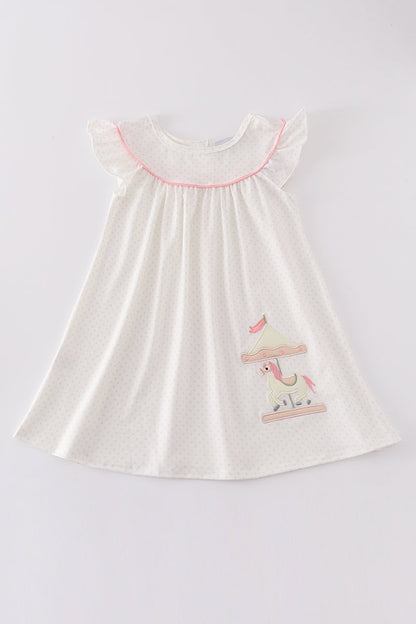 Pink carousel applique girl dress