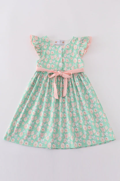 Green floral print mom&me dress