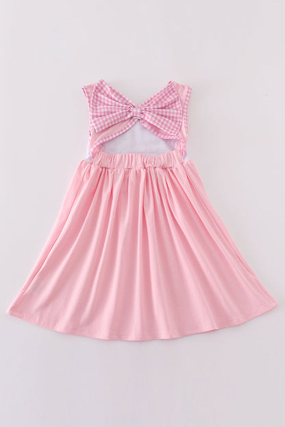 Pink puppy embroidery girl dress