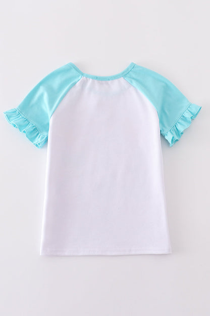 Mint princess bow print girl top