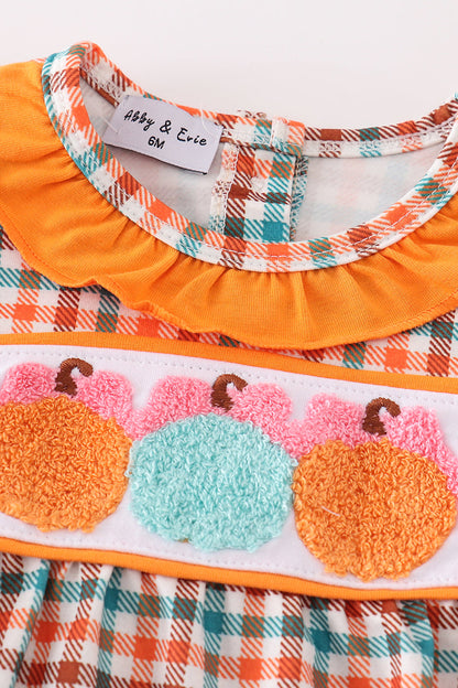 Pumpkin french knot gingham girl bubble