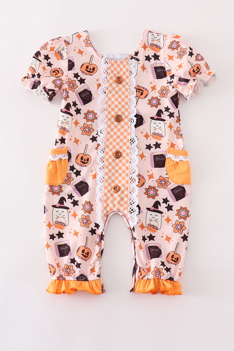 Happy halloween girl romper