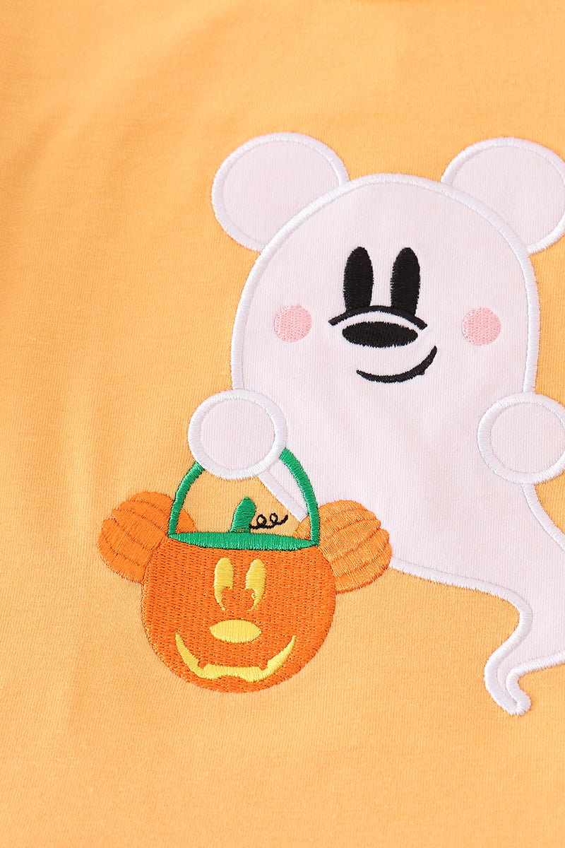 Orange halloween character ghost applique girl set