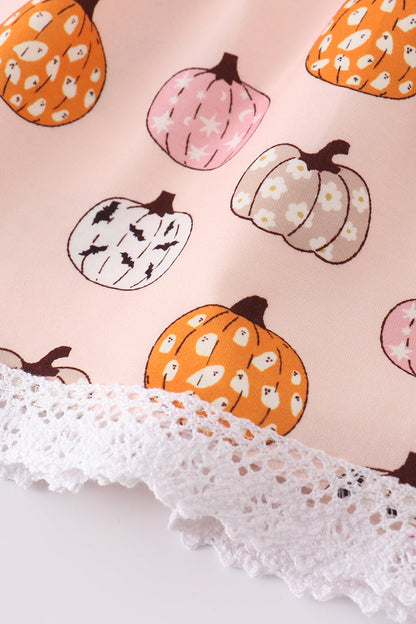 Pink pumpkin girl pants set