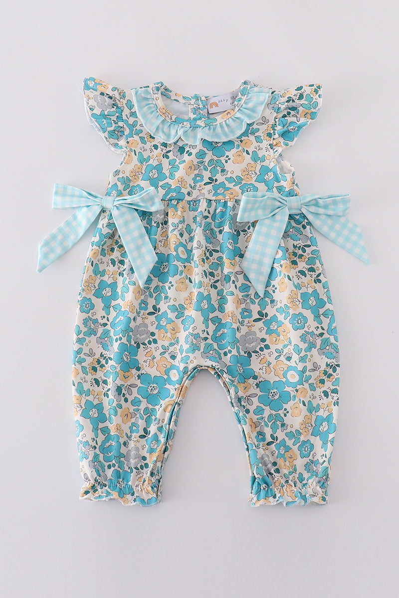 Blue aqua meadow girl romper