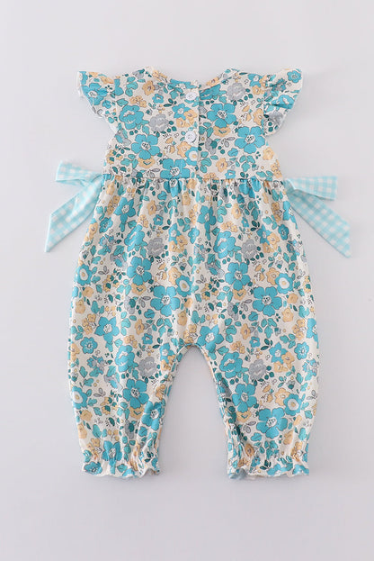 Blue aqua meadow girl romper