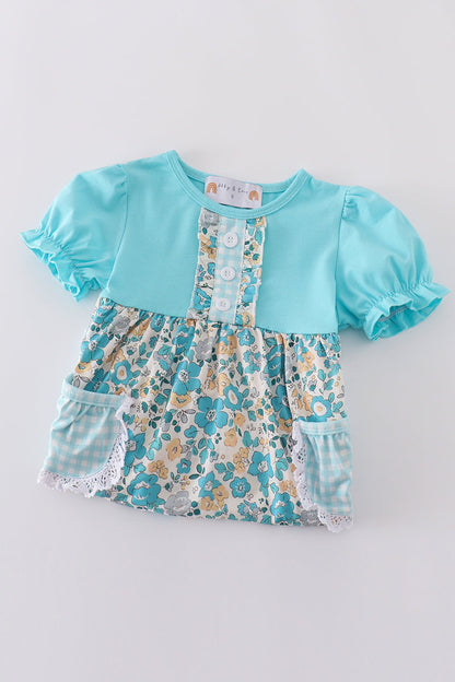 Blue aqua meadow girl dress