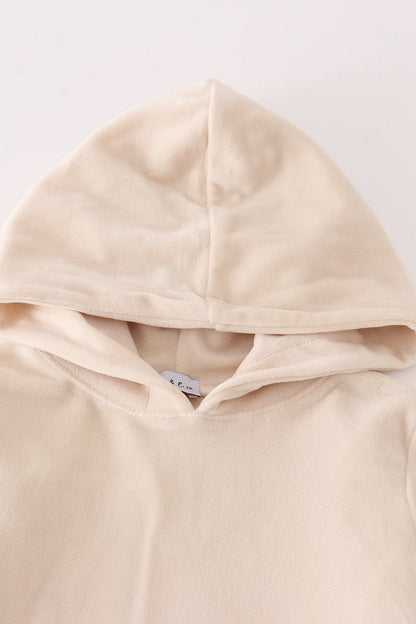 Cream velvet boy hoodie set