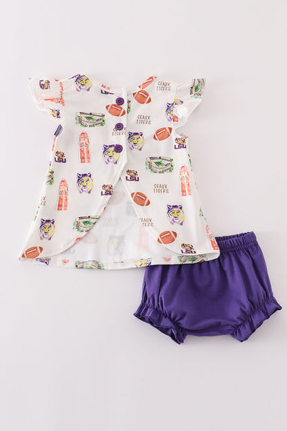 Purple geaux tiger baby girl set