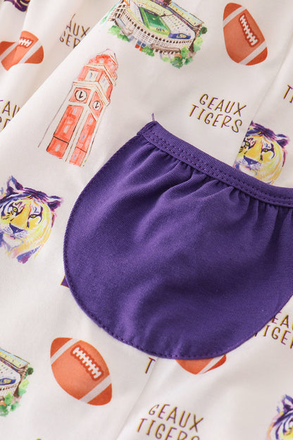 Purple geaux tiger girl dress