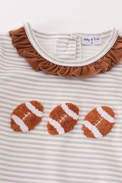 Brown football french knot stripe girl bubble