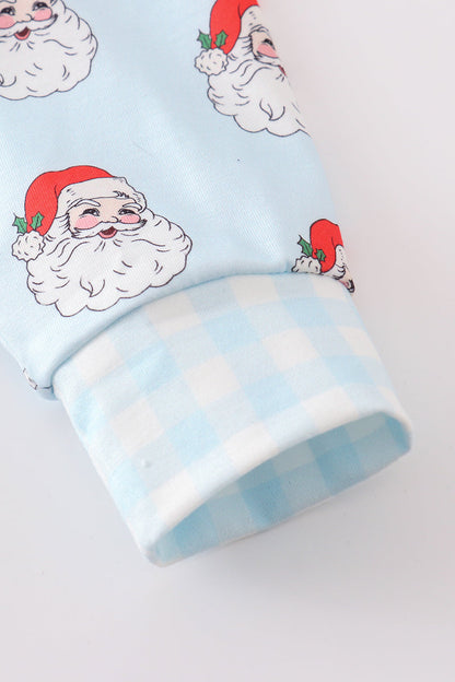 Blue christmas santa claus unisex pajamas set