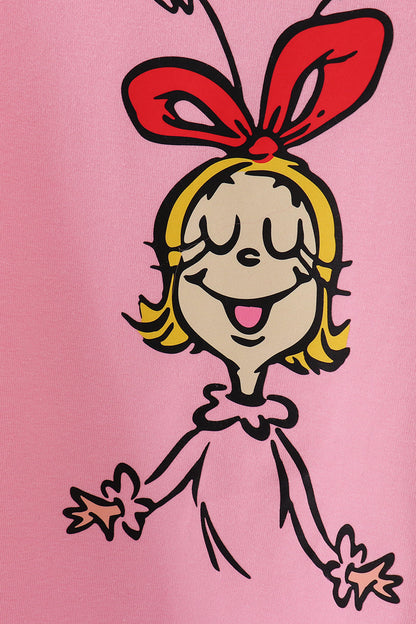 Pink character print girl dress