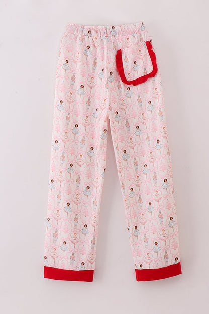 Red nutcracker print women pajamas pants