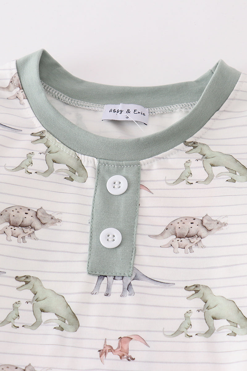 Dinosaur print boy pajamas set