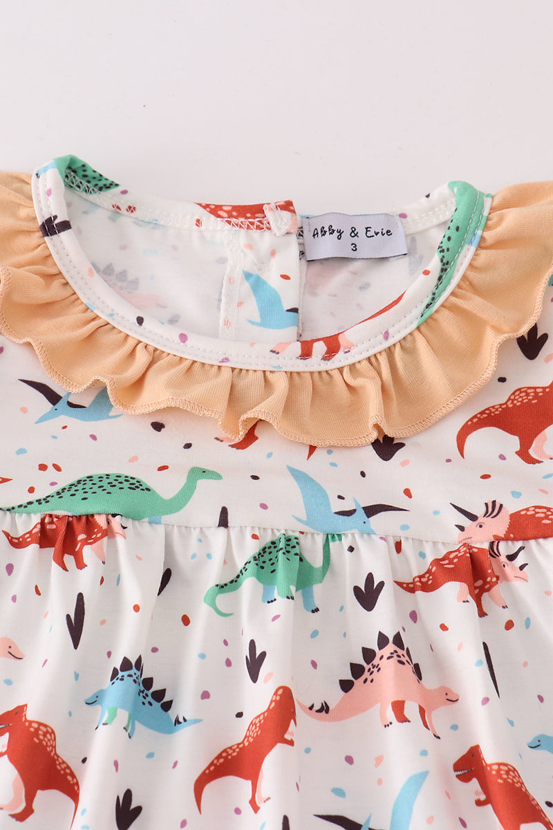 Pink dinosaur print girl set