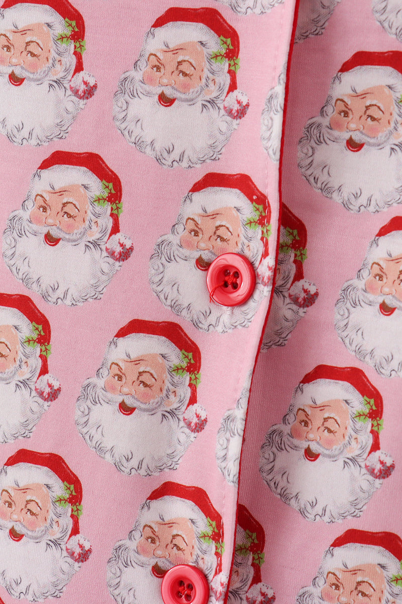 Pink christmas santa claus women pajamas set