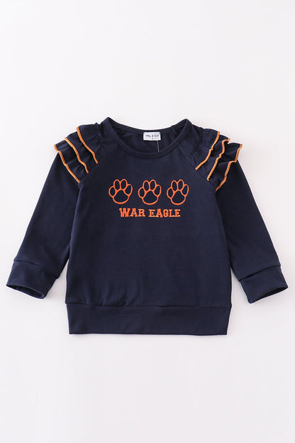 Navy war eagle embroidery girl top