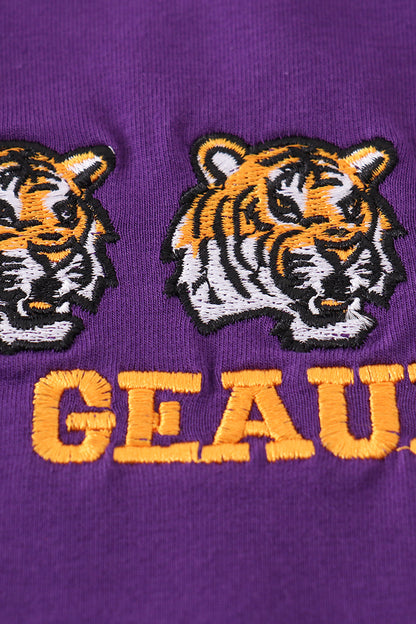 Purple geaux embroidery boy romper