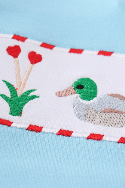 Blue valentine duck embroidery boy set