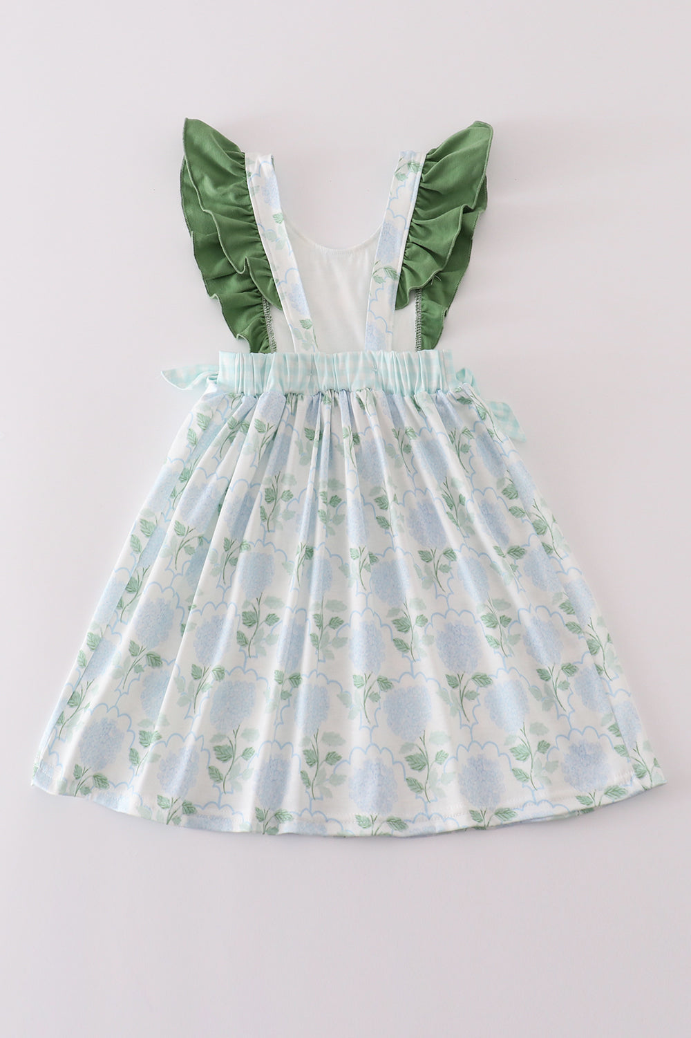 Green botanical print girl dress