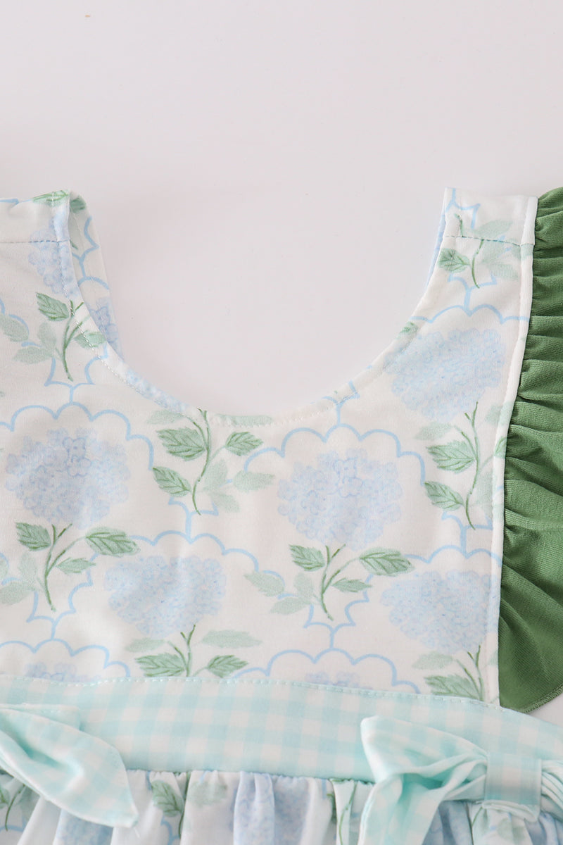 Green botanical print girl set