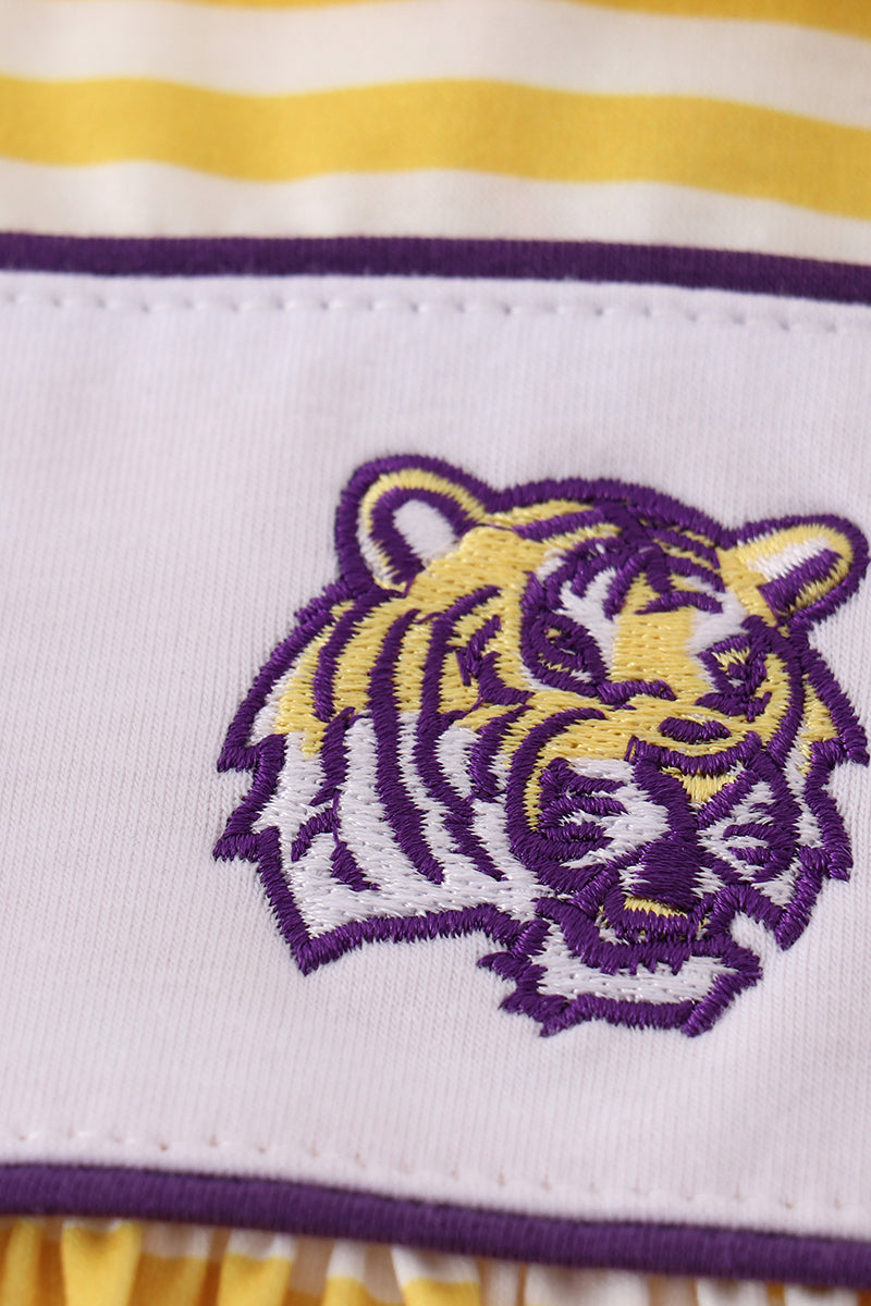 Yellow tiger embroidery LSU dress