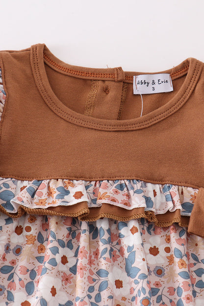 Brown floral print dress