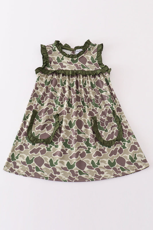 Camouflage print girl dress