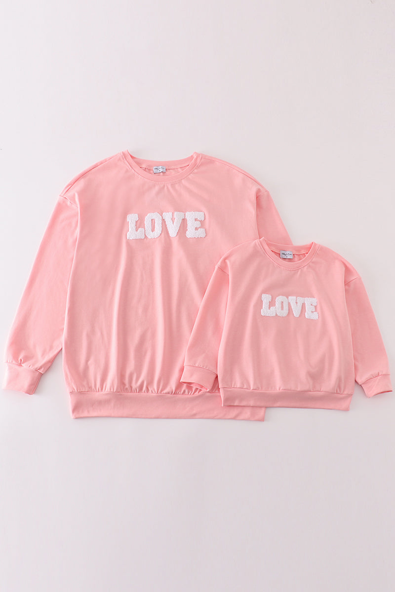 Valentine's day love french knot mom&me top